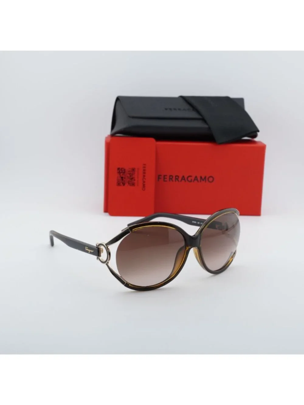 Salvatore Ferragamo SF600S 220 Oval Sunglasses - Brown/Brown Gradient